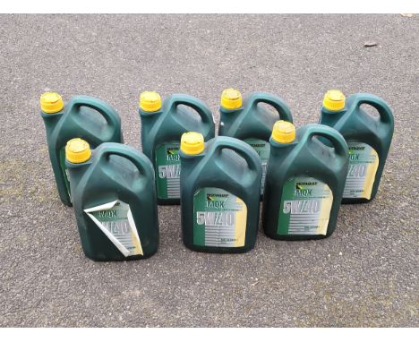 Seven 5 litre Motaquip MQX 5W/40 bottles of engine oil. 