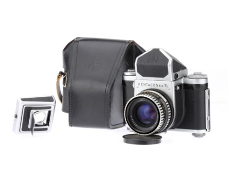 A Pentacon Sis Medium Format SLR Camera,body G-VG, working shutter, with plain pentaprism, body &amp; optics G, some very lig