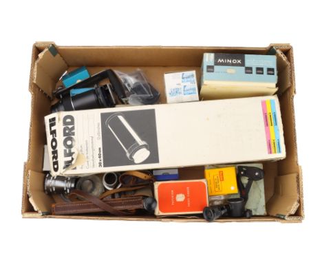 A Selection of Camera Accessories,including MInox developing tank, Kodak Retina microscope adpater and more (a lot)