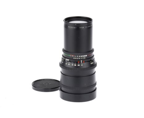 A Carl Zeiss Sonnar f/5.6 250mm Camera Lens,black, body VG, optics VG, with front &amp; rear caps,