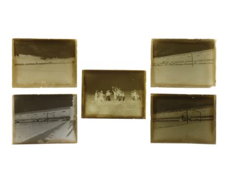 An Early Liverpool Football Match, Glass Plate Photographic NegativesFour quarter-plate negatives, early 20th century, match 