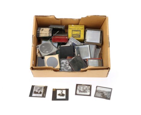A Selection of Magic Lantern Slides,including some interesting views of boats/ships, horses &amp; carts and more, some in poo