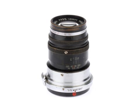 A Ross Definex f/3.5 3Â½" 91mm Lens,body, G-VG, elements, G, dust &amp; light haze present, contax RF mount, marked "91mm /25