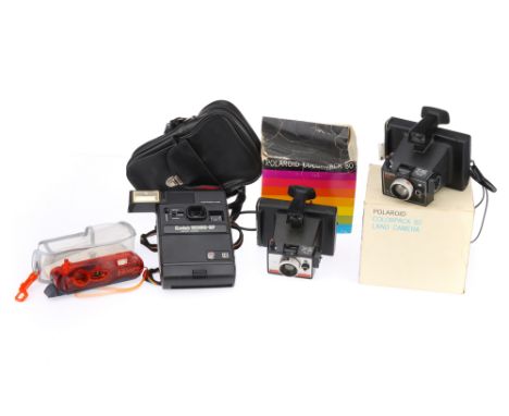 Four Instant Film Camerascomprising a Kodak EK160-EF instant camera with maker's soft case, a Polaroid Colorpack 82 Land Came