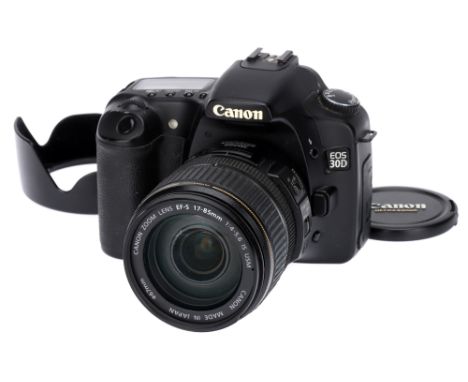 A Canon EOS 30D Digital SLR Camera,with Canon EF-S IS USM f/4-5.6 17-85mm lens, body, F, untested - no battery or charger, le