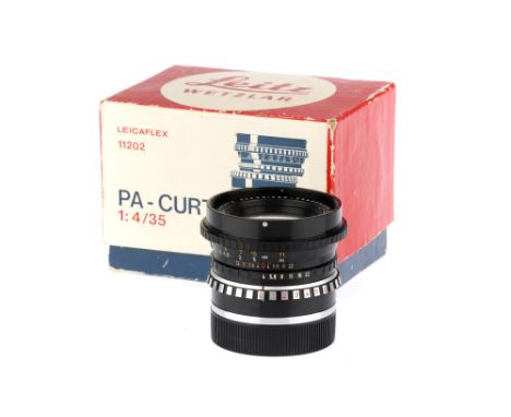 A Schneider-Kreuznach PA-Curtagon-R f/4 35mm Shift Lensfor Leicaflex, 1970, black/chrome, serial no. 2452012, body G, element