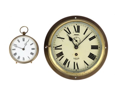A Smiths Astral Ship's Clock and Another Clock,Smiths Astral bulkhead clock, English, early 20th century, in heavy brass case
