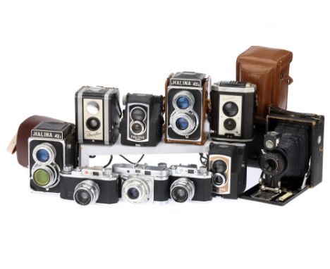 A Selection of Ten British Cameras,from makers including Ross Ensign, Kodak, Agilux, Kodak, &amp; others,