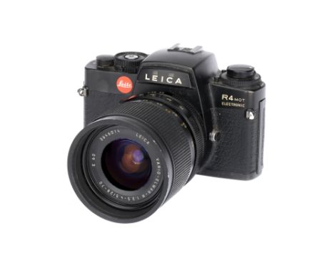 A Leica R4 MOT Electronic SLR Camera,black, serial no. 1542441, with Leitz Vario-Elmar-R f/3.5-4.5 28-70mm lens, body, F, shu