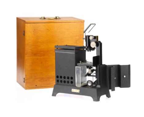 A Microscope Projector,English, c.1930, with a plaque for Philip Harris &amp; Co Birmingham, constructed of black painted ste