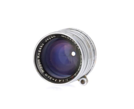 A Nippon Kogaku Nikon Nikkor-S-C f/1.4 5cm LensM39 rigid, chrome, serial no. 326973, body F, elements G-VG, slight specks, he