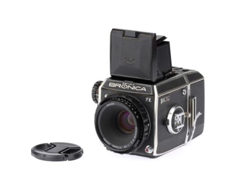 A Zenza Bronica EC-TL Medium Format SLR Camera,black &amp; chrome, body G, shutter working, speeds sound accurate in manual s
