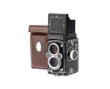 A Rollei Rolleiflex Automat Medium Format TLR Camera,black, body G-VG, shutter working, speeds below 1/30 appear too slow, wi