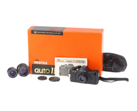 An Asahi Pentax Auto 110 Camera Outfit,including Pentax-110 f/2.8 24mm, Pentax-110 f/2.8 50mm and Pentax-110 f/2.8 18mm (AF)
