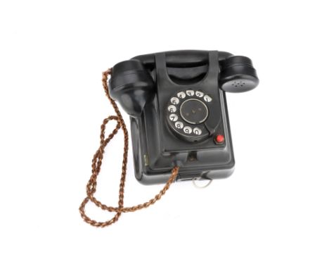 A Seimens Brothers Neophone 311,in black Bakelite with black painted dial, red-capped aperture button, and modern wiring, 21 