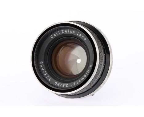 A Carl Zeiss Jena Biometar f/2.8 80mm Lens,body G-VG, optics G, some cleaning marks &amp; light haze present,