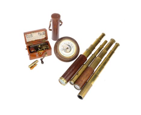 An Electro-Medical Machine, Barometer, Telescopes,small 'pocket-size' magneto-electric machine, case cracked and repaired, mi