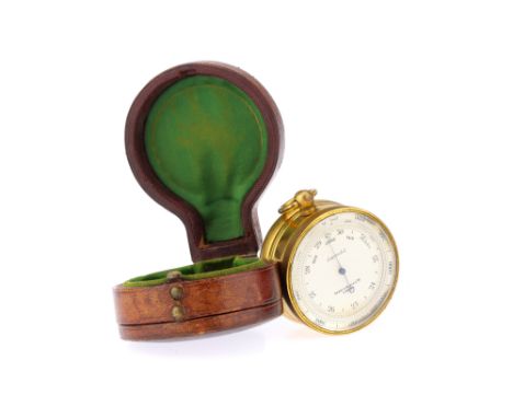 A Good Short &amp; Mason Compass Barometer Compendium,English, c.1900,in gilt brass, one side a Singer's patent magnetic comp