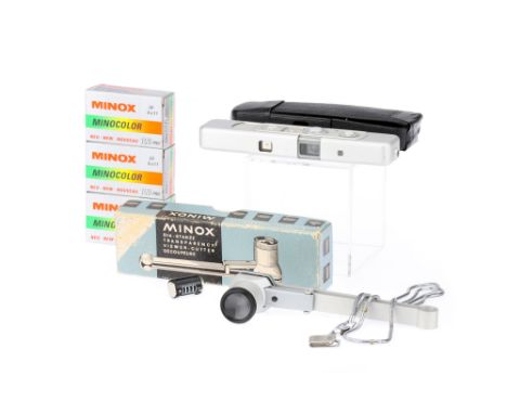 A Minox C Subminiature Camera,chrome, body G-VG, shutter untested, together with three expired rolls of Minocolor 100 Pro, al