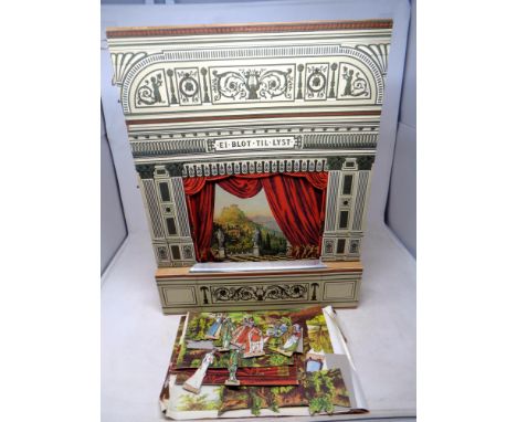 A mid 20th century Danish cardboard and pine puppet theatre  