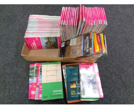 A box of a quantity of Ordnance Survey Michelin and Marco Polo maps of the UK and Europe 