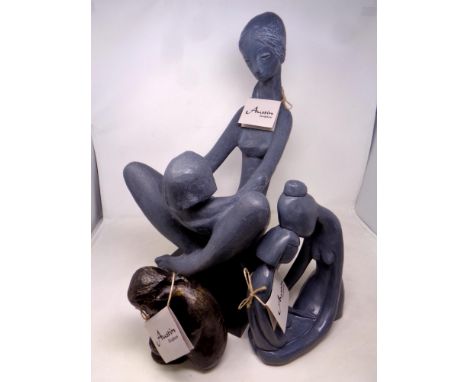 An Austin sculpture of a mother with child by Kathy Clein, together with two further Austin sculptures 