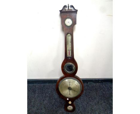 A George III banjo barometer with silvered dial 