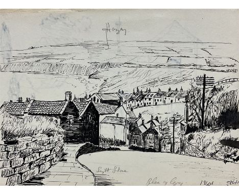 Jack Rigg (British 1927-2023): Preliminary sketch for 'Bank Top - Robin Hood's Bay 1962', ink signed, variously inscribed 18c