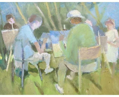 English Impressionist School (Contemporary): Artists at Work,  oil on board unsigned 22cm x 28cm