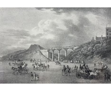 Francis Nicholson (British 1753-1844): 'The Cliff Bridge at Scarborough', lithograph pub c.1830, 22cm x 33cm 