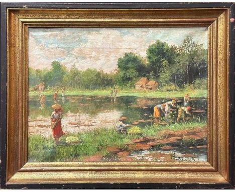 Signed and dated in the lower right corner "F. Amorsolo, Manila, 1959", oil on canvas, measurements: 30 x 39 cm, framed measu