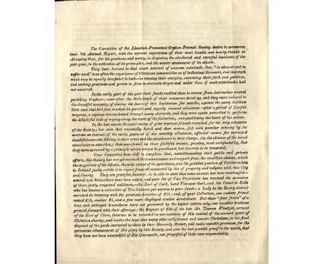 Protestant Orphan Friends' Society

Co. Limerick: A 3pp leaflet printed by G.M. Goggin, Printer, Limerick, containing the 7th