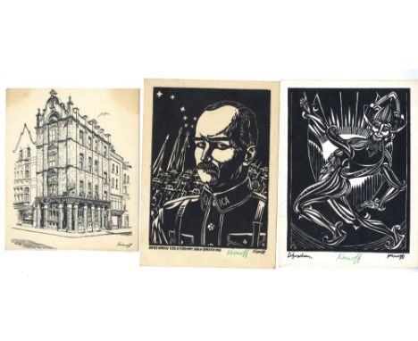 Kernoff (Harry) Woodcuts, a collection of fourteen ptd. Cards of James Connolly & The Citizen Army, Leprechaun, The Internati