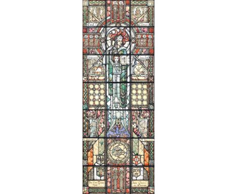 KING, Richard J.  THE CHILD OF EIRE.  A finely-worked original coloured drawing (or cartoon) for a stained glass window, ink 