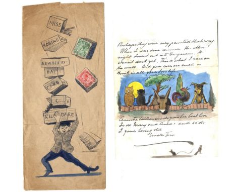 To a Favourite Niece from a doting Uncle

BODKIN, Thomas.   A delightful illustrated manuscript letter to his young niece, No