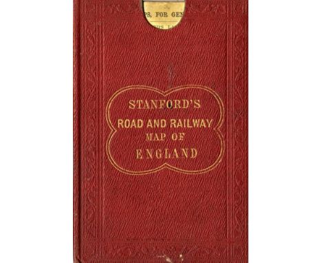 English Maps: Stanford's Railway and Road Map of England and Wales, L. 1858, hd. cold. fold. linen backed map, approx. 98cms 