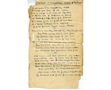 Republican Poem on O'Donovan Rossa

Manuscript: O'Higgins (Brian) [Brian na Banban] An original m/ss poem of six eight-line s