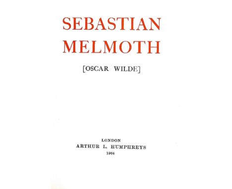 Wilde (Oscar) Sebastian Melmoth, sm. 8vo L. 1904. First Edn., hf. title, red & black title, uncut, cont. crushed hf. levant m