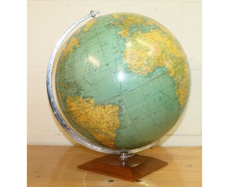 Phillips' Challenge Globe, 13.5" diameter. Dated 1966, on square wooden plinth base, 40cm high.