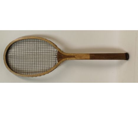 Eclipse vintage wooden tennis racket, 69.5cm long.