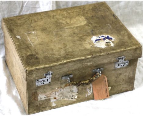 Vintage vellum case, 50cm x 25cm x 39cm.