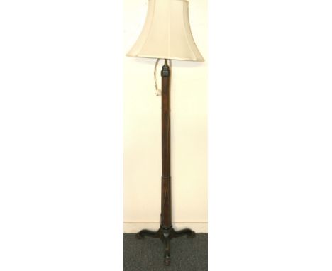 Whytock & Reid coramandel standard lamp, the octagonal column raised on carved tripod base.