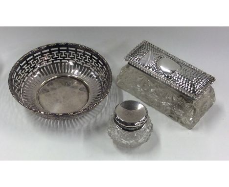 A silver hobnail cut scent bottle together with one other. Est. £20 - £30.