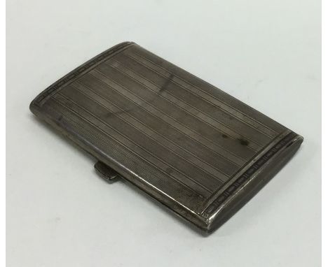 A Continental silver hinged top cheroot case with engine turned decoration. Approx. 61 grams. Est. £30 - £40.