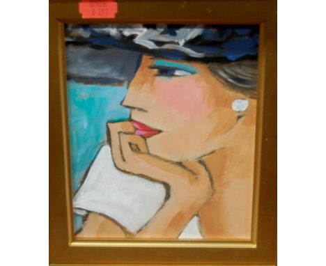 Modern - Portrait of a girl, oil on board