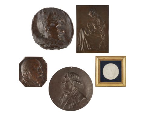 ALBERT TOFT (1862-1949)BRONZE PORTRAIT MEDALLION, SIR HENRY IRVING, DATED 1887 signed and dated '87, 25cm diameter; together 