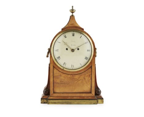 REGENCY MAHOGANY BRACKET CLOCK, EVILL, BATHEARLY 19TH CENTURY the pitched pediment surmounted by a gilt metal urn, all above 