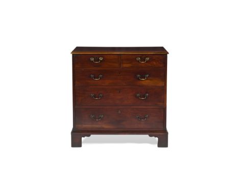 GEORGE III MAHOGANY CHEST OF DRAWERSTHIRD QUARTER 18TH CENTURY the top with a moulded edge above a pair of short and three lo