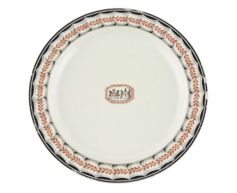 WEDGWOOD CRESTED CREAMWARE PART DINNER SERVICELATE 18TH CENTURY/ EARLY 19TH CENTURY with painted fan and leaf borders enclosi