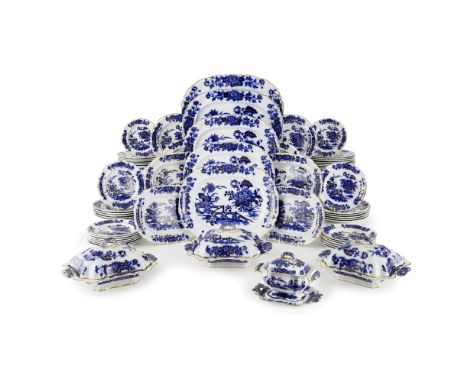 ASHWORTH BROTHERS IRONSTONE 'YEDO' PATTERN PART DINNER SERVICESECOND HALF 19TH CENTURY decorated in transfer-printed cobalt w